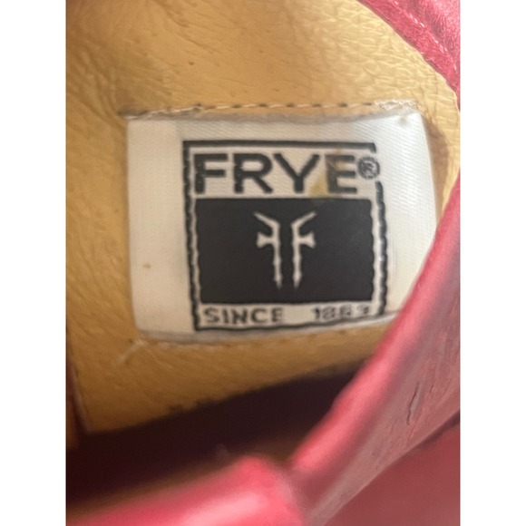 FRYE Melissa Red Leather Short Cowboy Western Boots Side Zip Button Women Size 9 - Picture 7 of 11